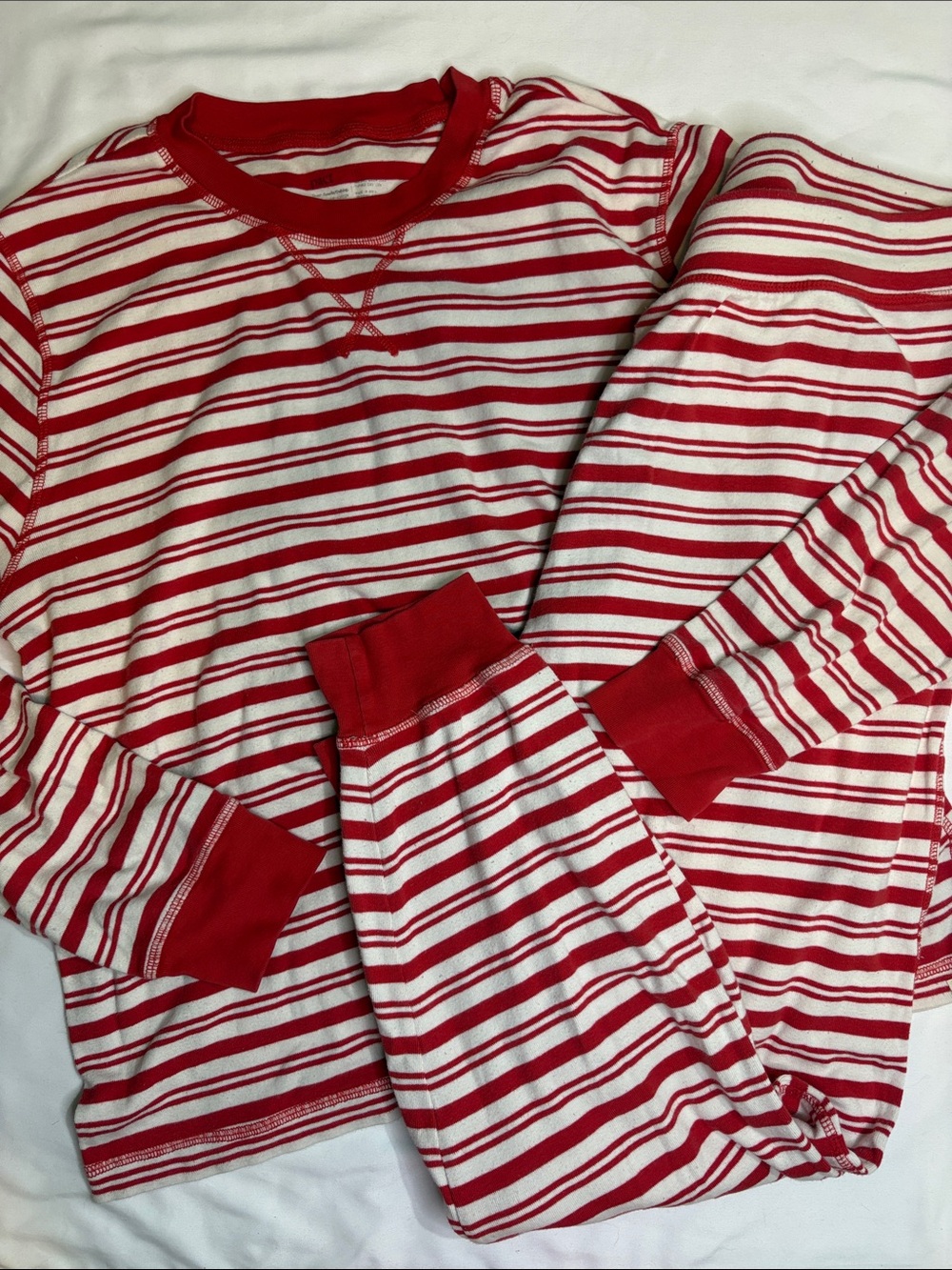 Pact Organic Cotton "Dream Bigger" Red Holiday Candy Cane Stripe Pajama Set XL